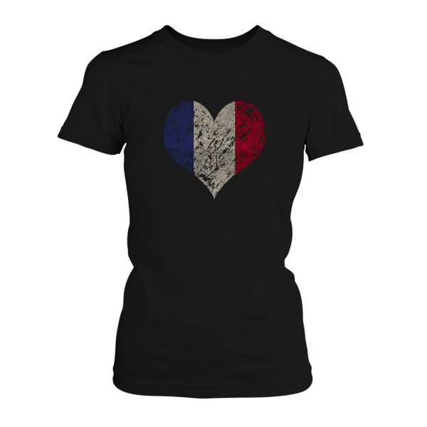 Herz Flagge Frankreich - I Love France - Damen T-Shirt