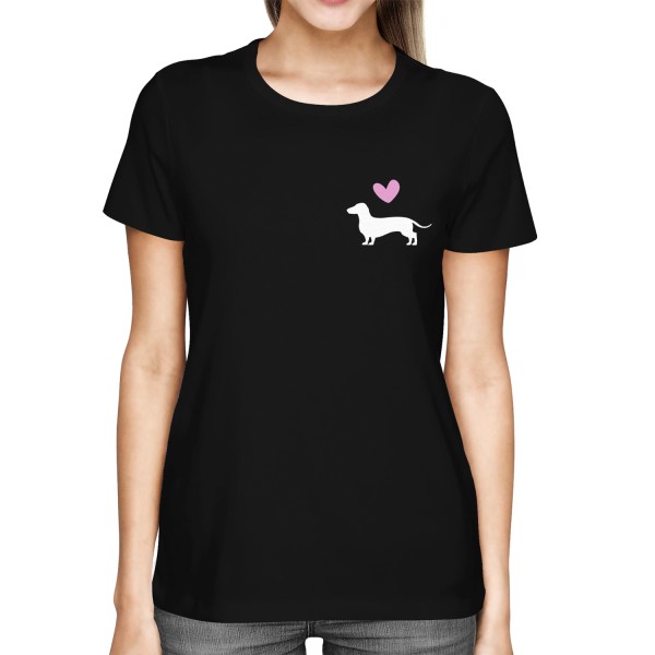 Dackel - Silhouette mit Herz - Damen T-Shirt