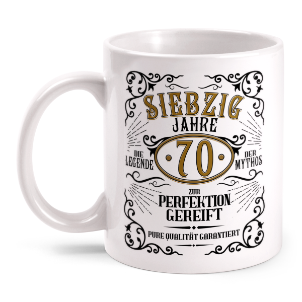 Siebzig Jahre zur Perfektion gereift - 70. Geburtstag Whiskey Label - Tasse