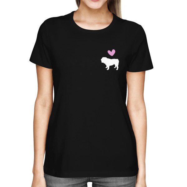 Englische Bulldogge - Silhouette mit Herz - Damen T-Shirt