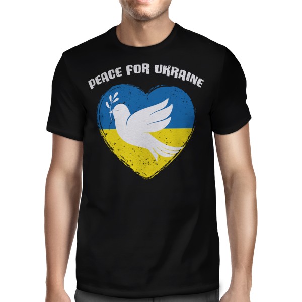 Peace for Ukraine - Herz Taube - Herren T-Shirt