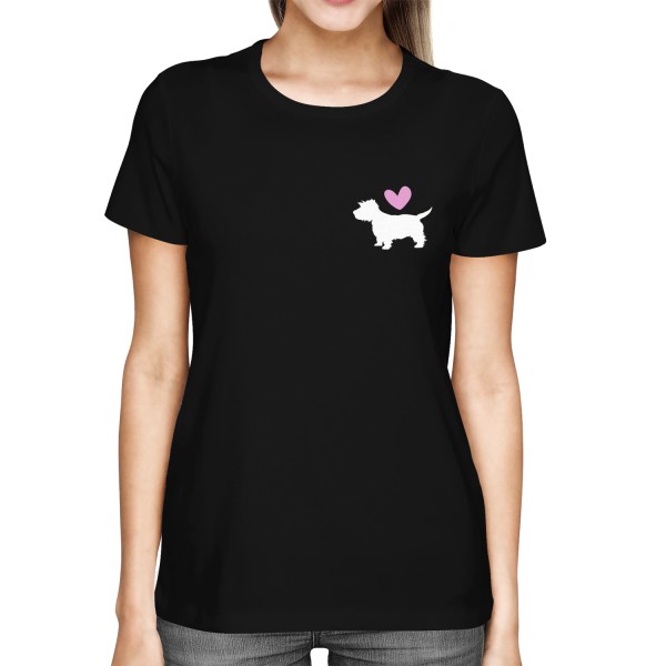 Westie - Silhouette mit Herz - Damen T-Shirt