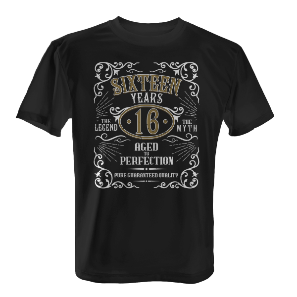 Sixteen Years Aged To Perfection - 16 Jahre Whiskey Label - Herren T-Shirt
