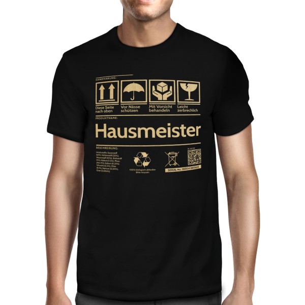 Etikett Hausmeister Herren T-Shirt Fun Shirt Geschenk Idee Facility Manager