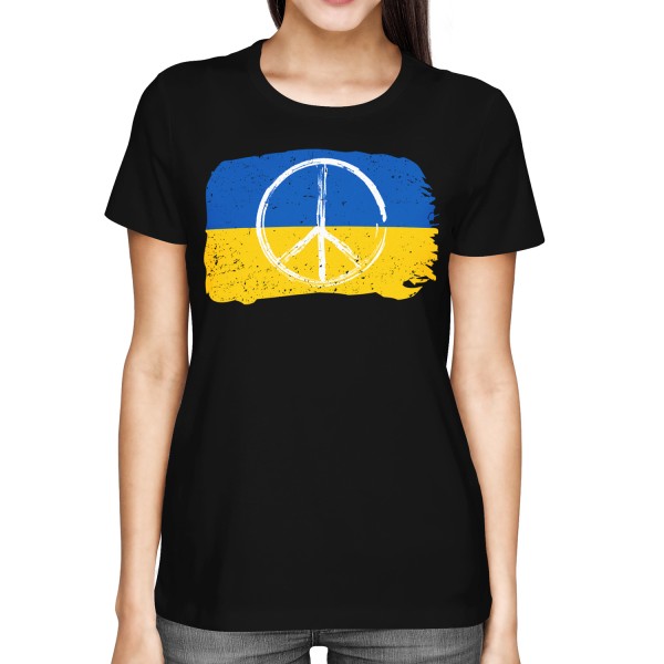 Ukraine Peace Sign Flag - Damen T-Shirt