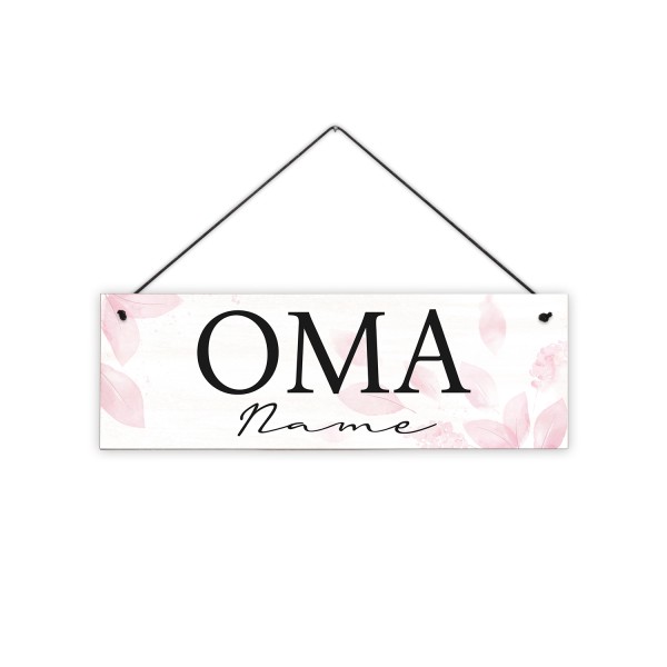 Oma mit einem Wunschnamen - Aquarell - 30 x 10 cm personalisiertes Holzschild 8 mm