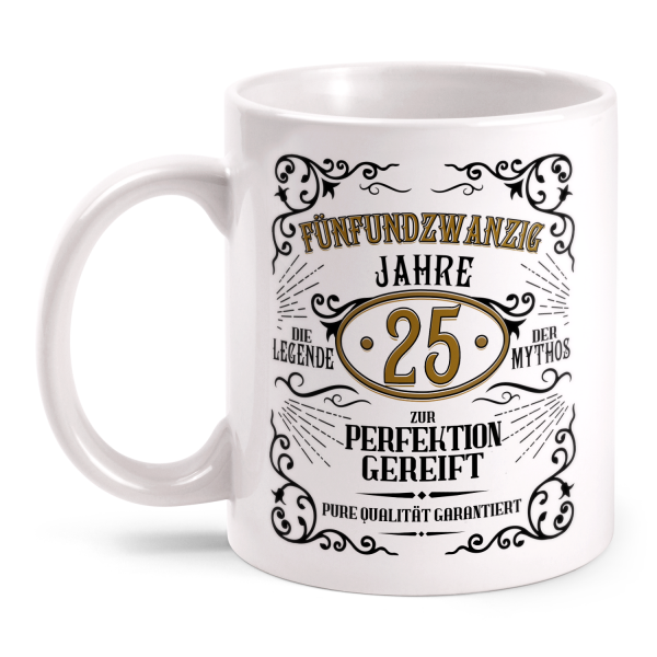 Fünfundzwanzig Jahre zur Perfektion gereift - 25. Geburtstag Whiskey Label - Tasse