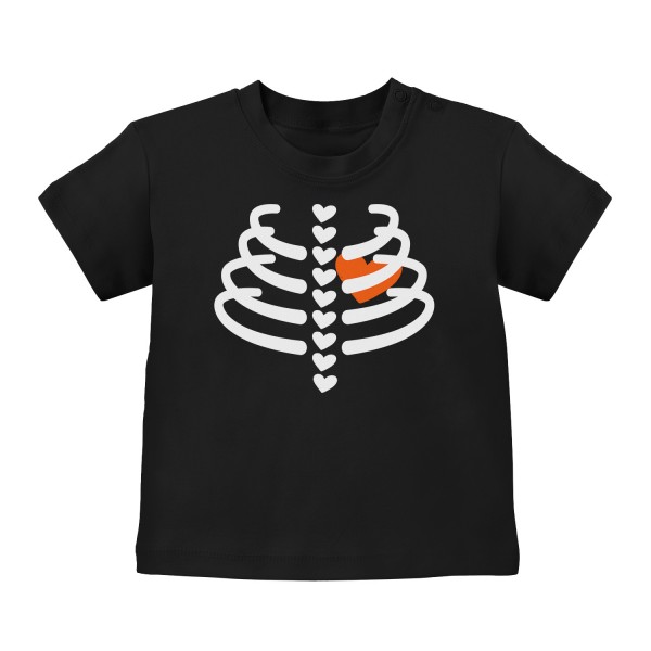 Skelett mit Herz - Orange - Baby T-Shirt