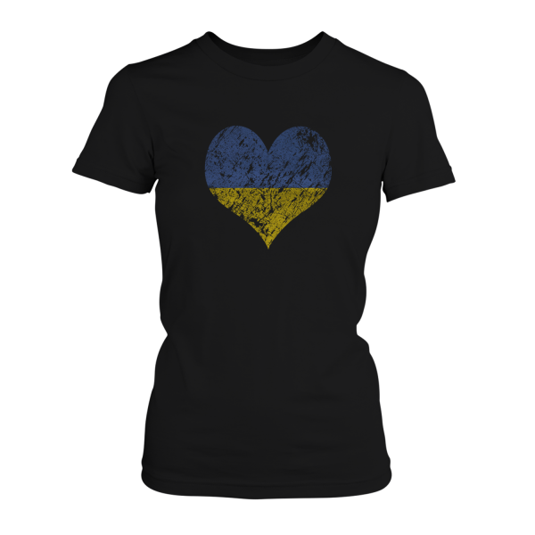 Herz Flagge - I Love Ukraine - Damen T-Shirt