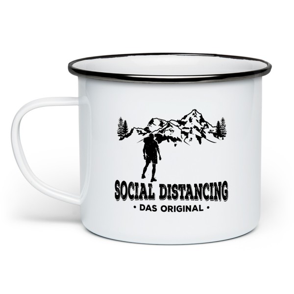 Social Distancing - Wandern - Emaille-Tasse