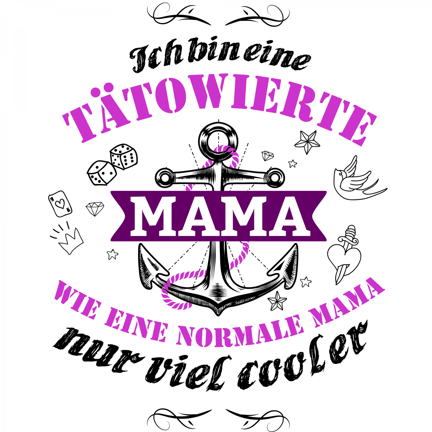 Ich bin eine Tätowierte Mama Damen T-Shirt Geschenk zum Muttertag werdene Mutti 