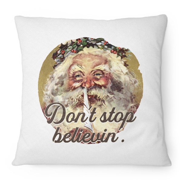 Retro Don't stop believin' Santa - Kissen