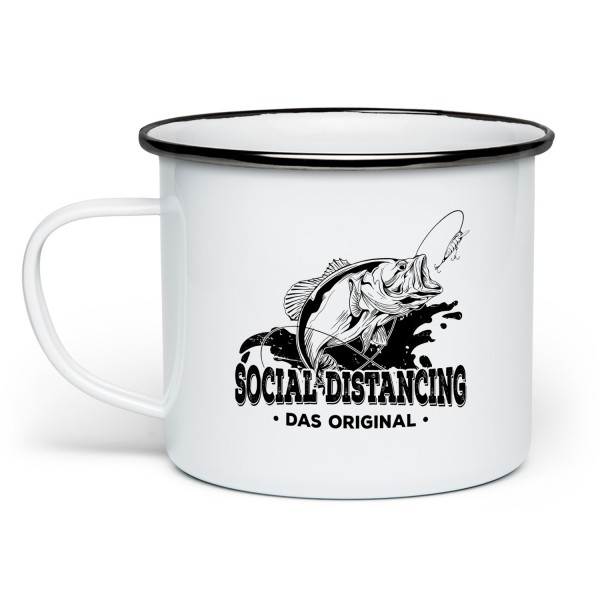 Social Distancing - Angeln - Emaille-Tasse