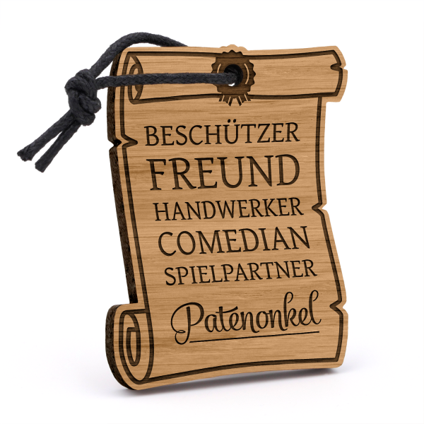 Patenonkel - Urkunde - Schlüsselanhänger