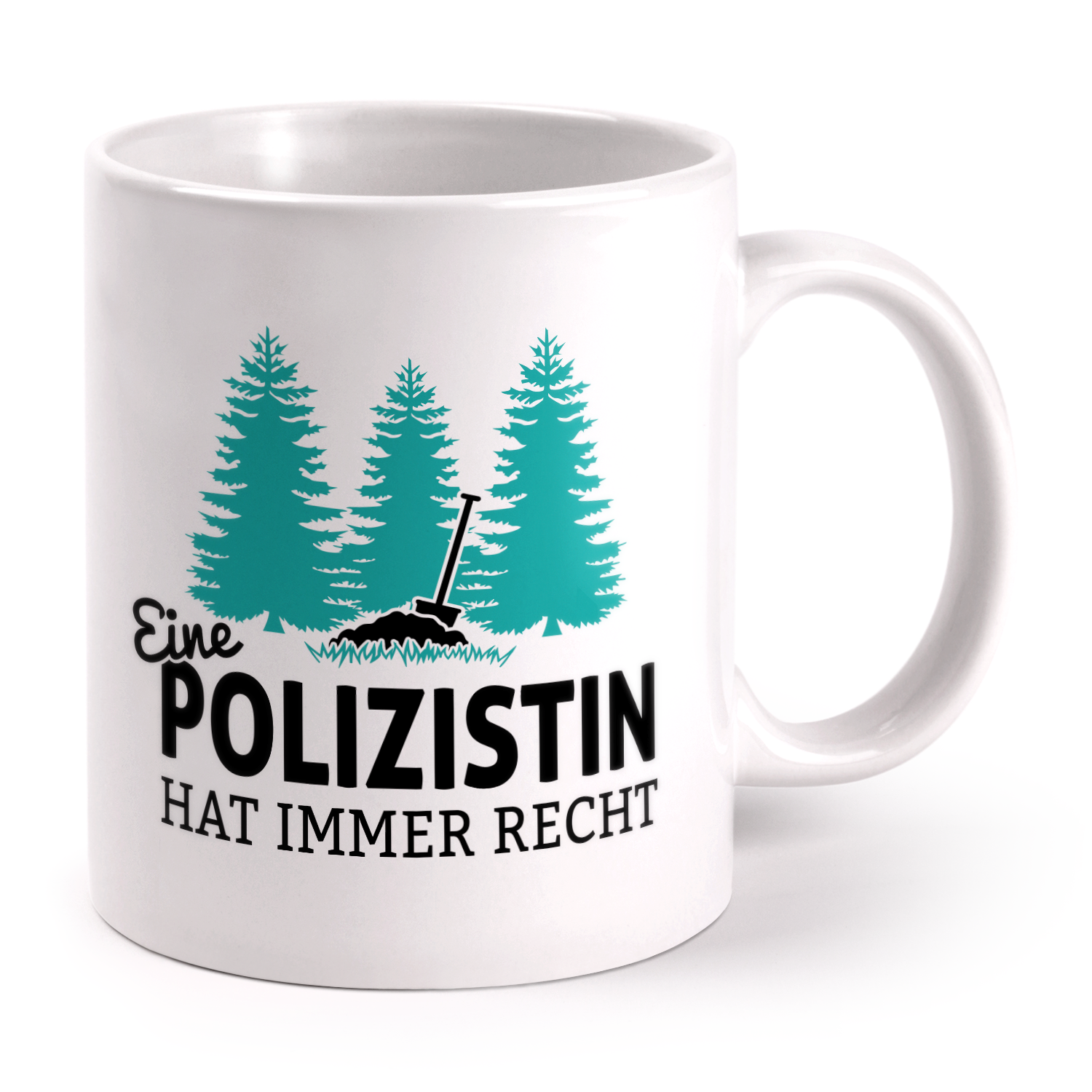 Tassendruck Berufe-Tasse Leg Dich Niemals mit einem Polizisten an Geschenk-Idee/Büro/Job/Arbeit/Witzig/Lustig/Innen & Henkel Schwarz