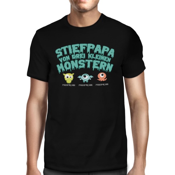 Stiefpapa von kleinen Monstern - personalisiertes Herren T-Shirt