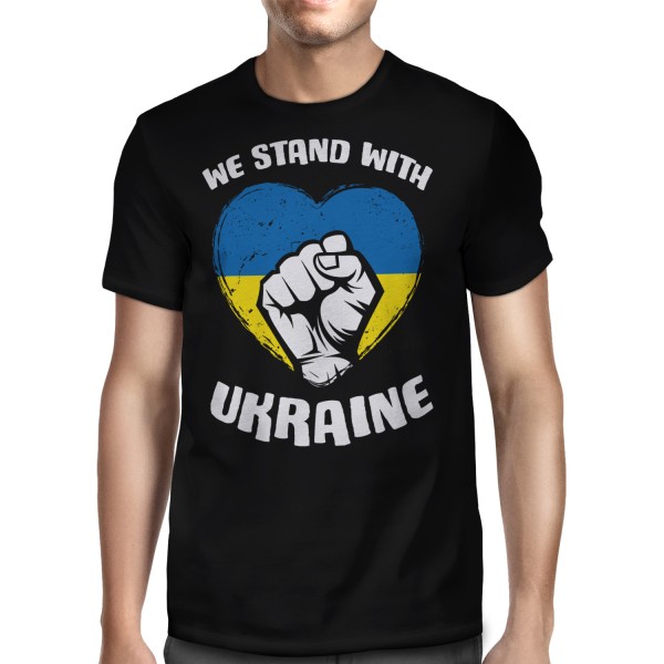 We stand with Ukraine - Fist in Heart - Herren T-Shirt