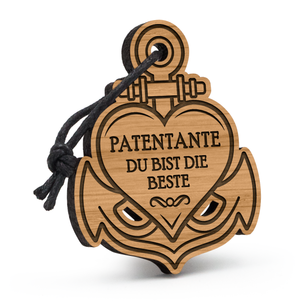 Patentante - Du bist die Beste - Schlüsselanhänger Anker mit Herz