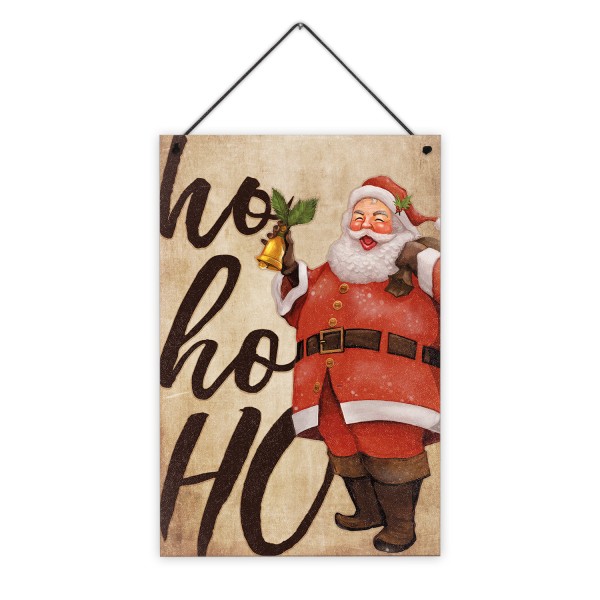 Weihnachtsmann - Ho ho ho - 20 x 30 cm Holzschild 8 mm