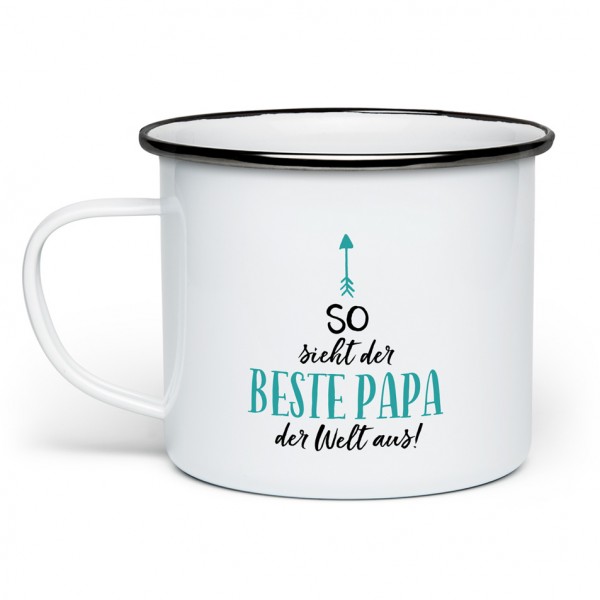 So sieht der beste Papa der Welt aus! - Emaille-Tasse