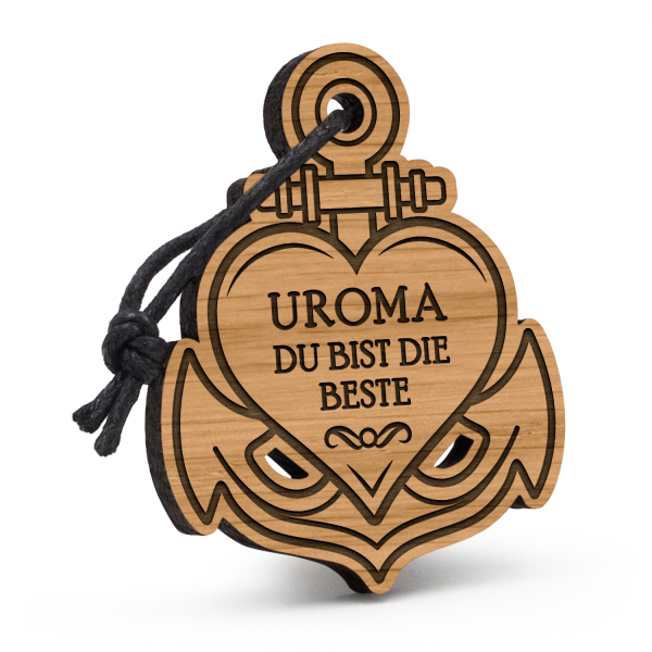 Uroma - Du bist die Beste - Schlüsselanhänger Anker mit Herz