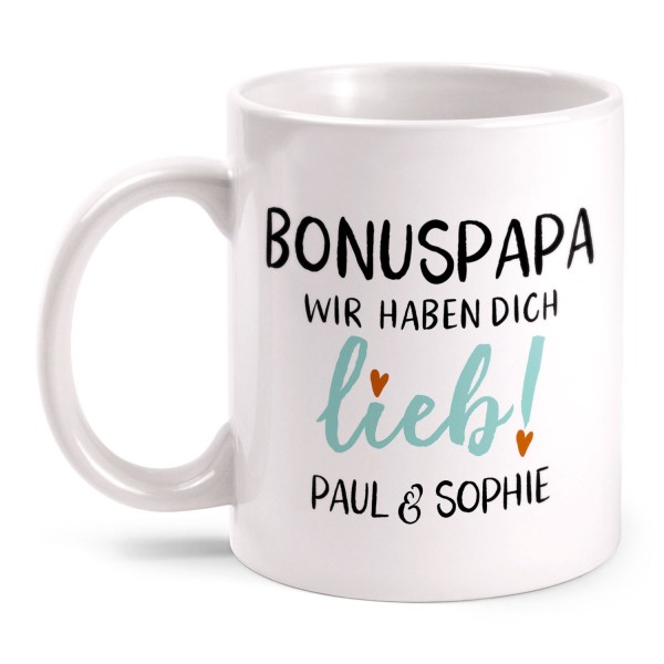 Bonupapa wir haben dich lieb! - personalisierte Tasse