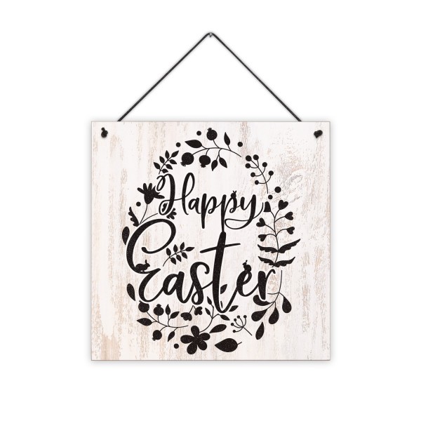Happy Easter Kranz - 20 x 20 cm Holzschild 8 mm