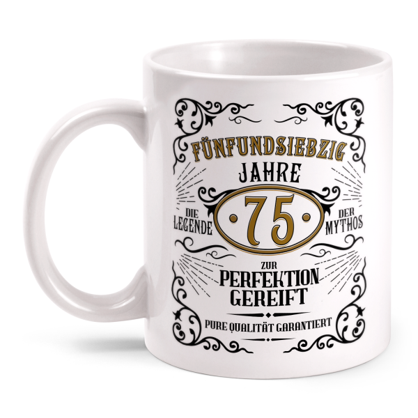 Fünfundsiebzig Jahre zur Perfektion gereift - 75. Geburtstag Whiskey Label - Tasse