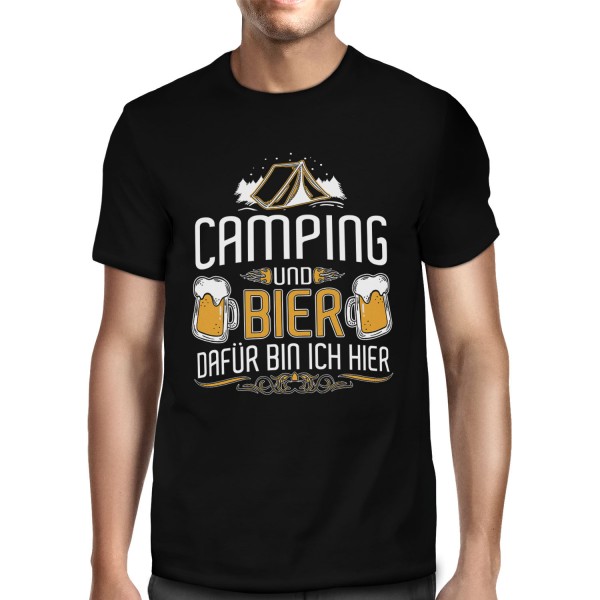 Camping und Bier dafür bin ich hier - Herren T-Shirt